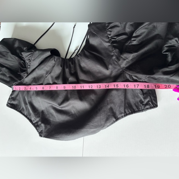 For Love & Lemons Joanna Crop Top With Open Back Tie Closure In Black Size S - Picture 10 of 11